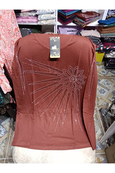 Butik Ful likralı güneş taş işlemeli bluz