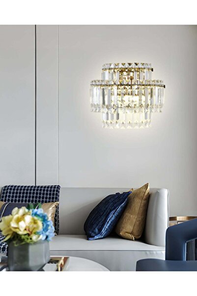 RFAN Aplică de perete, model 75005/2, textură cristalină, metal, 2 x E14, auriu