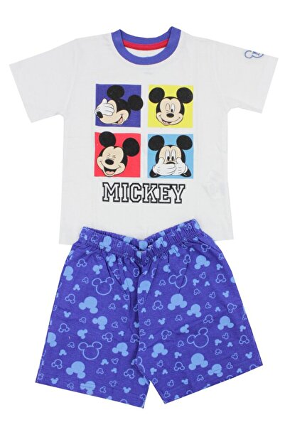 Disney Pijama de vară, bumbac, figurine Mickey, alb