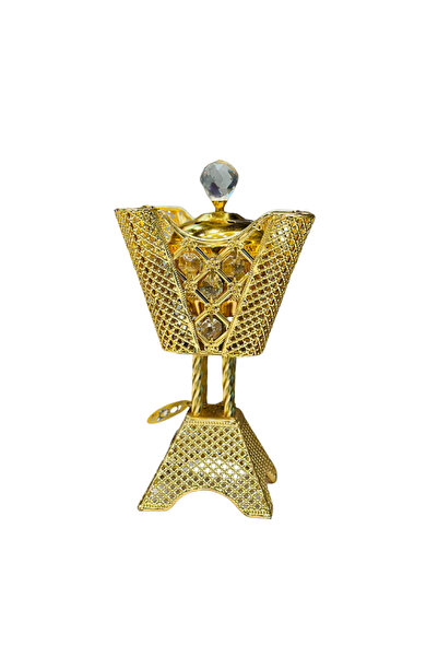 NAJM AL OUD مبخرة ذهبية مرصعة بالكريستال - مبخرة بخور عربية فاخرة للبخور والعود