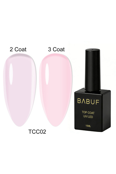BABUF Top Coat Milky & Nude Collection TCC – Glossy Finish, UV Protection, 15ml