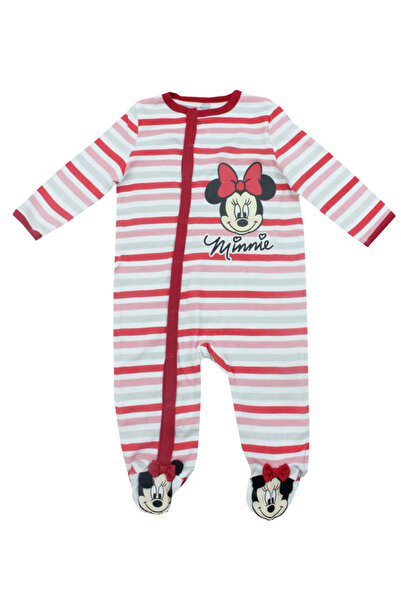 Minnie Mouse Long Sleeve Romper, Adorable Minnie, Red with Stripes