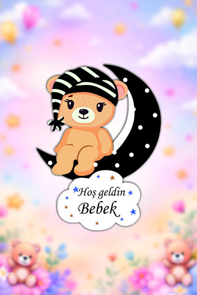 hediyyenvar Ayıcık Konseptli Hoş Geldin Bebek Magneti 10 Adet – Kişiye Özel (...