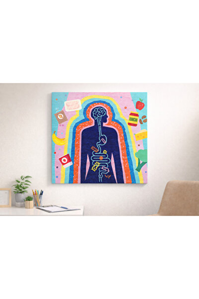 EvimeTablo Bağırsak Sağlığı Kanvas Tablo – Diyetisyen Ofisi Beslenme İllüstra...