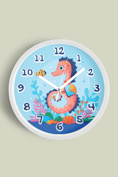JHAAR Ceas de perete drăguț cu căluți de mare pentru camera copiilor - 30 cm ...