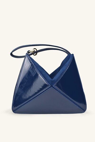 birizmoda Formă triunghiulară din piele lacuită El și geantă de umăr - Albast...