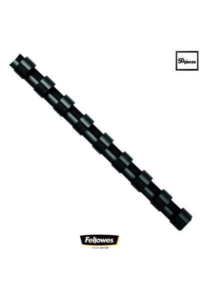 Fellowes Set 50 Spire plastic 38 mm negru pentru legat documente A4 pana la 3...