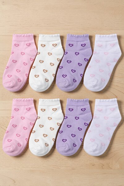 tibo 8 Pairs of Heart Ruffle Girls' Bootie Socks