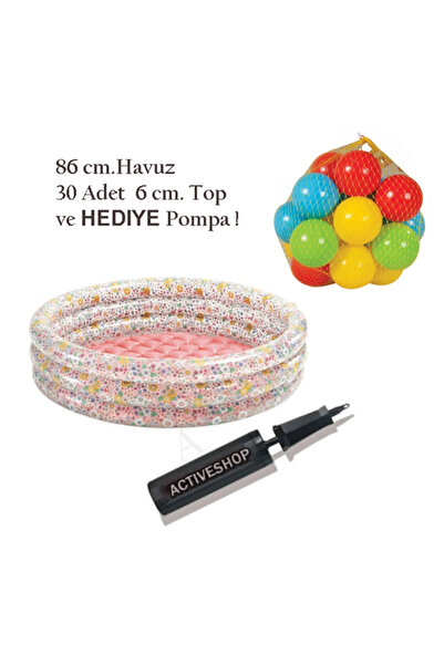 VARDEM OYUNCAK Tabanı Şişme Havuz 86 cm 30 Adet Top Ve **Hediye Pompa!