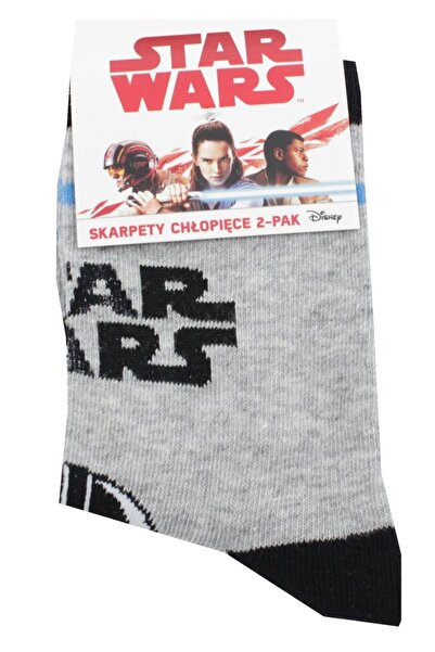 Star Wars Boys Socks, 75% Cotton, Star Wars, Gray with Black Stripes