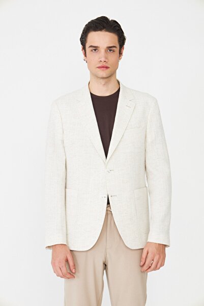 White Stone Beige Fine Textured Modern Cut Stylish Jacket