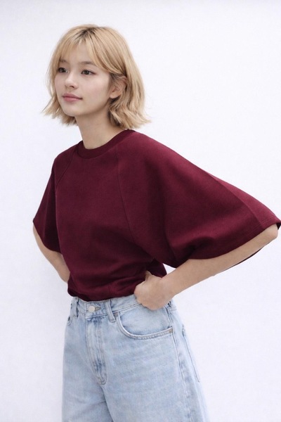 Avakado Γυναικείο βασικό μπλουζάκι με απαλή υφή σε μπορντό χρώμα, άνετη εφαρμ...