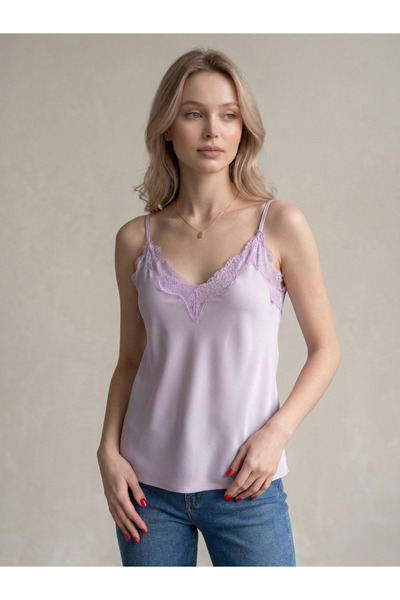 peralist Bluză Sandy pentru femei, liliac, cu dantelă inele ajustabile și bre...