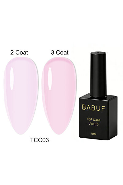 BABUF Top Coat Milky & Nude Collection TCC – Glossy Finish, UV Protection, 15ml