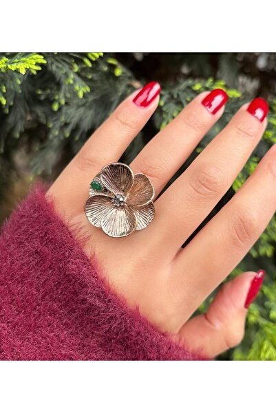 Ceso Accesories خاتم نسائي قابل للتعديل مطلي بالبرونز العتيق على شكل ذو ملمس ...