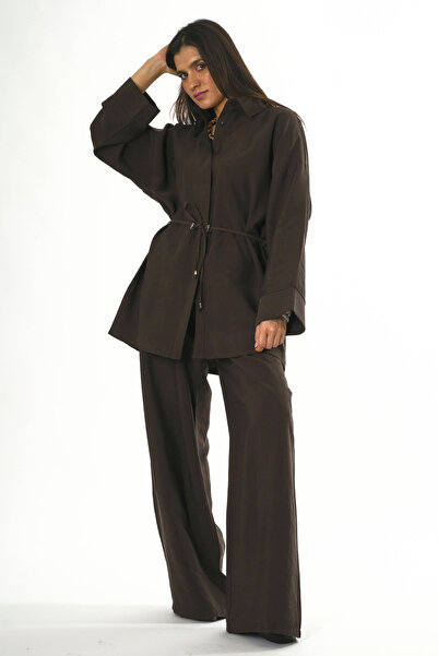 ABBRA Women's Beli Ruched Shirt and Pants Set