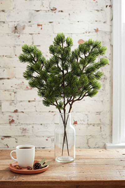 Yapay Çiçek Deposu Artificial Plant Needle-Leaf Pine Branch 35 cm Green