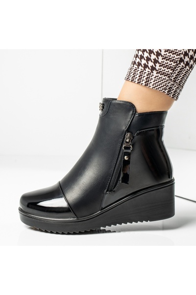 Modlet.ro Γυναικείες μαύρες πλατφόρμες μπότες με φερμουάρ MOD14175