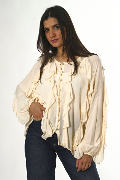 ABBRA Women's Ruffled Loose Blouse