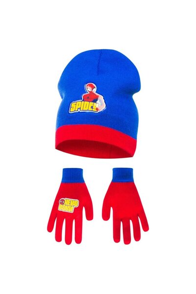 Disney Set căciulă și mănuși, acrilic, Spidy, albastru