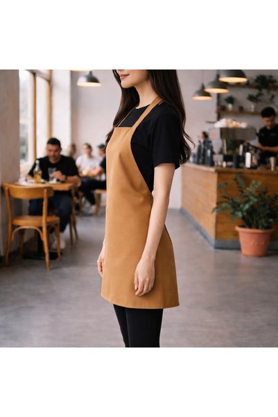 Dinçer Atakan İş Elbiseleri Chefpro Apron with Straps - Mustard – Chef / Barista / Cafe / Restaurant / Service Apron