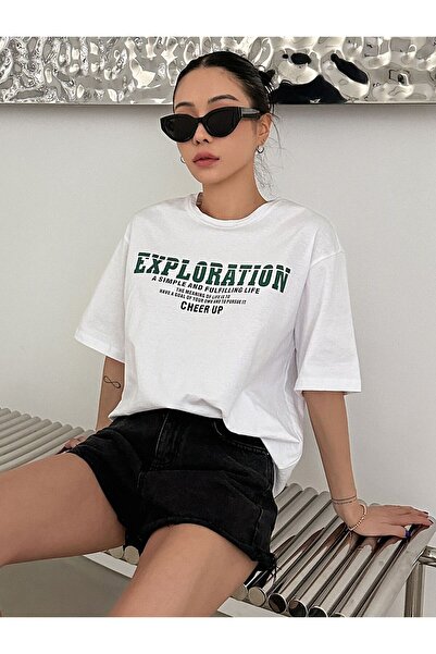 EFFRENATU Women's Text Printed T-Shirt – Round Neck, Short Sleeve, Casual