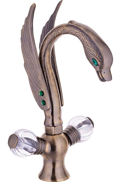 banyosepeti Antik Eskitme Lavabo Bataryası Özel Tasarım Vintage Taşlı Açma Ku...