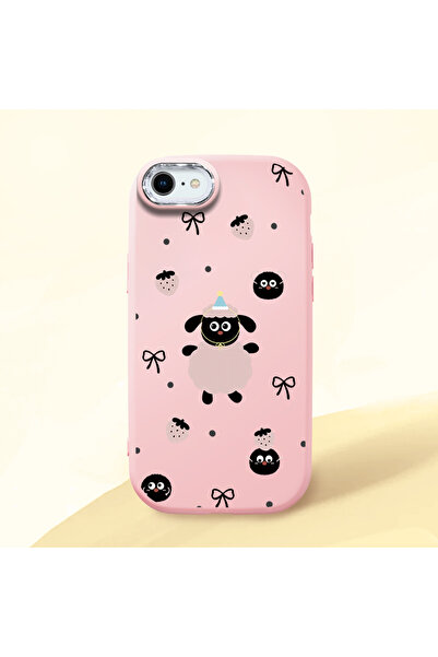 ucuc حافظة سيليكون وردية متوافقة مع هاتف آيفون 7/8/SE 2020 2022 مع حماية للكا...