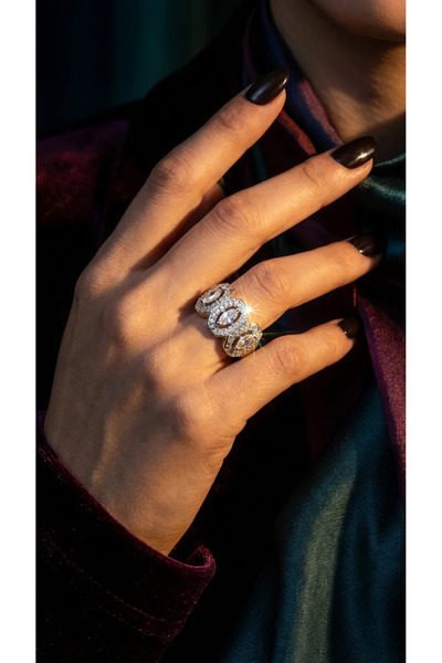 Dorvina Çelik Üzeri Altın Kaplama Gold Renk Zirkon Taşlı Taç Model Vintage Ay...