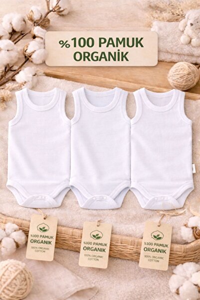 Pico Baby 100% Cotton Organic 3-Piece Snap-On Baby Bodysuit / Baby Undershirt