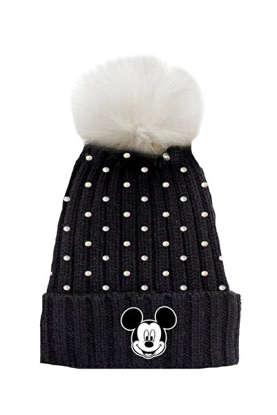 Mickey Mouse Căciulă de iarnă, acrilic, mărimea 28, neagră