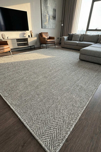 VOPTEKS Sisal Halı Gri Salon Halısı Hasır Halı Jüt Halı Sisal Kilim Yıkanabil...