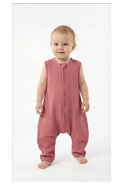 PRICHINDEL Geantă de dormit cu picioare, două straturi, muselină, roz închis