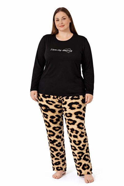 Pemilo Women's 7254 Long Sleeve Stretch Fabric Plus Size Pajama Set