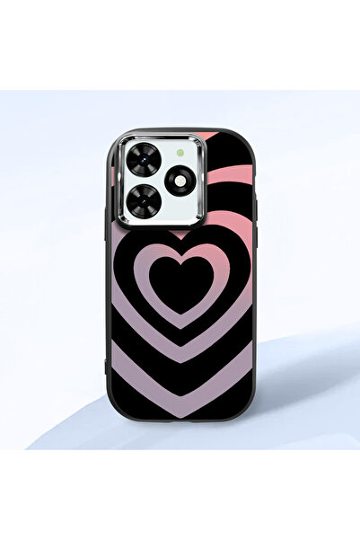 ucuc حافظة من السيليكون الأسود بنمط قلب متوافقة مع هاتف Infinix Smart 8/8 Pro...