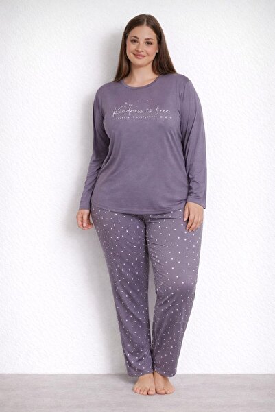 Pemilo Women's Plus Size 20754 Long Sleeve Milan Pajama Set