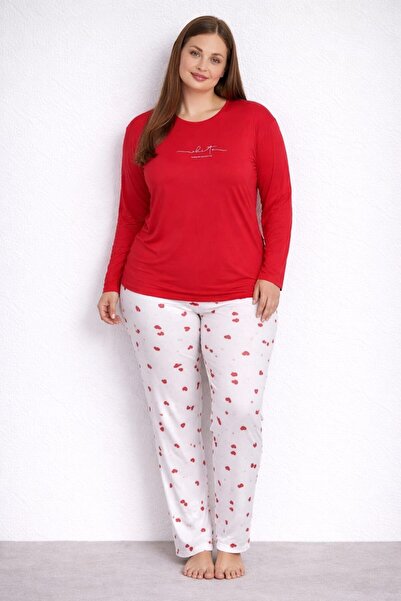 Pemilo Women's 20716 Large Size Long Sleeve Milan Pajama Set