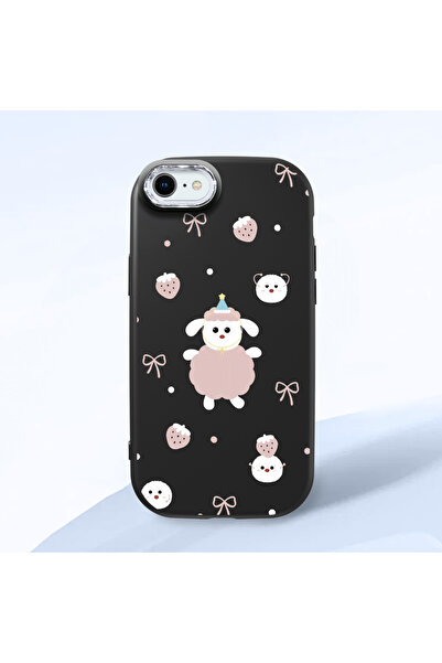 ucuc حافظة سيليكون سوداء متوافقة مع هاتف آيفون 7/8/SE 2020 2022 مع حماية للكا...