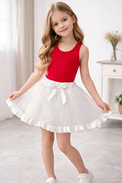 kidsense Girl's Lined Tulle Skirt with Ribbon Detail, Suitable for April 23, ...