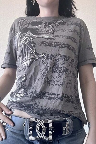 Köstebek Tricou unisex afumat, vintage, cu mâneci negre, Skull Transition Cyb...