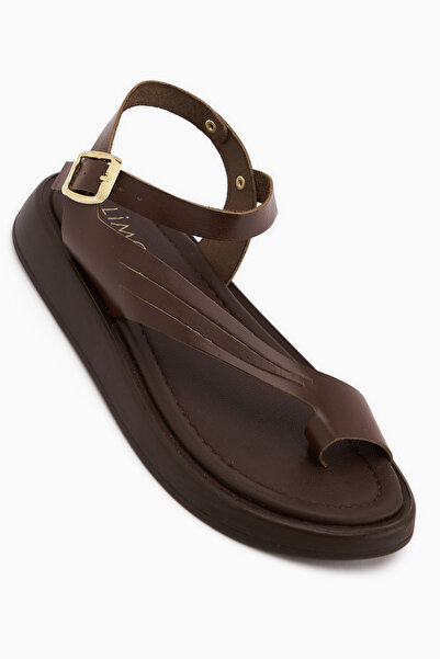 Limoya Annia Hakiki Deri Kahve Parmak Arası Kadın Sandalet