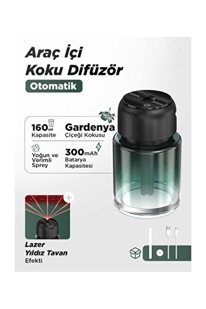 lstri Araç İçi Koku Difüzör Premium Otomatik- Lazer Yıldız Tavan - Gardenia