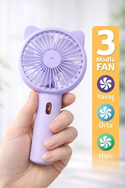Telvesse 3 MODLU Şarjlı El Fanı 3 Kademe Seyahat Masaüstü Vantilatör Taşınabi...
