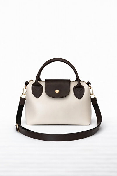 PJ & Me Krem Kahve Detaylı Vera Model Kadın Çapraz ve El Çantası