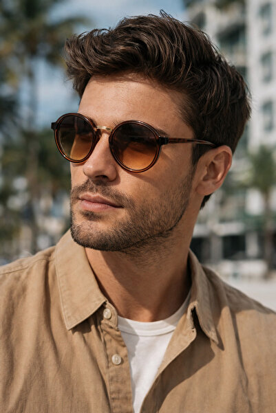 Révano Premium Retro Half-Rim Sunglasses for Men | UV Protection | Lightweigh...