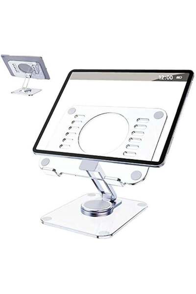 Beauenty 360° Rotating Acrylic Tablet Stand, Adjustable Desk Stand Foldable C...