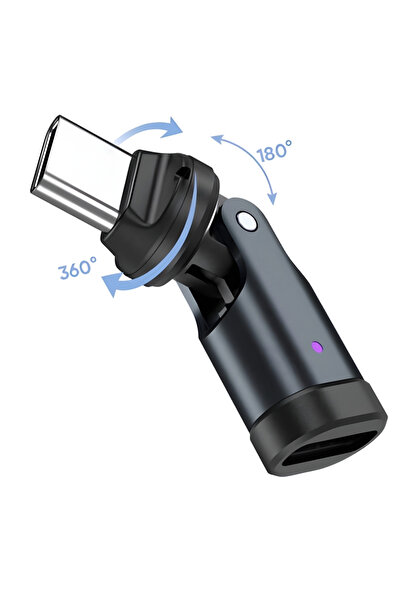 Alfais 6009 USB Type-C OTG Çevirici Adaptör 540° Döner PD240W 5A Şarj Veri Dö...