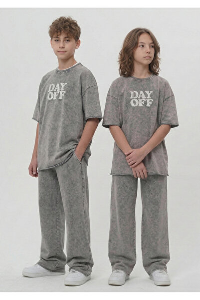 HayKids طقم ملابس ستون ووش سموكد للأطفال من الجنسين - تي شيرت كبير الحجم مغسو...