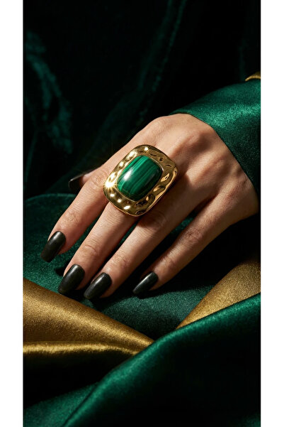 Dorvina Brass Tarnish Resistant Jewelry Gold Color Green Stone Rectangular Vi...