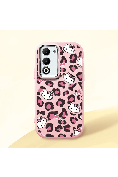 ucuc Oppo A5 4G/5G Uyumlu Darbe Emici Kamera Korumalı pembe Silikon Kılıf Kitty